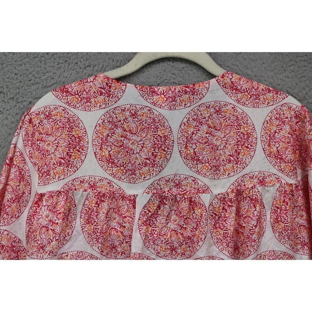 Calypso St Barth 3/4 Sleeve 100% Silk Tunic-Size Large-Crochet - Picture 10 of 10